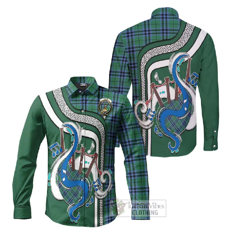 Keith Ancient Tartan Long Sleeve Button Shirt with Epic Bagpipe Style
