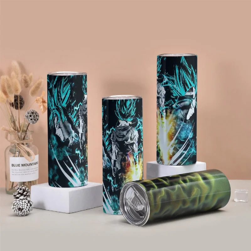Dragon Ball Gogeta Super Saiyan Power Up Potara Fusion Design Tumbler with twinkle surface