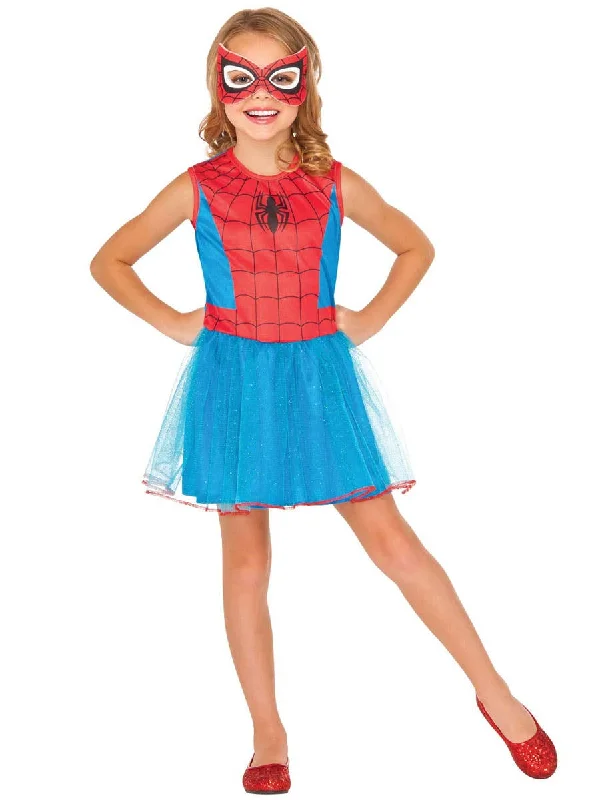 Glittery Spidergirl Girls Superhero Dress Up Costume