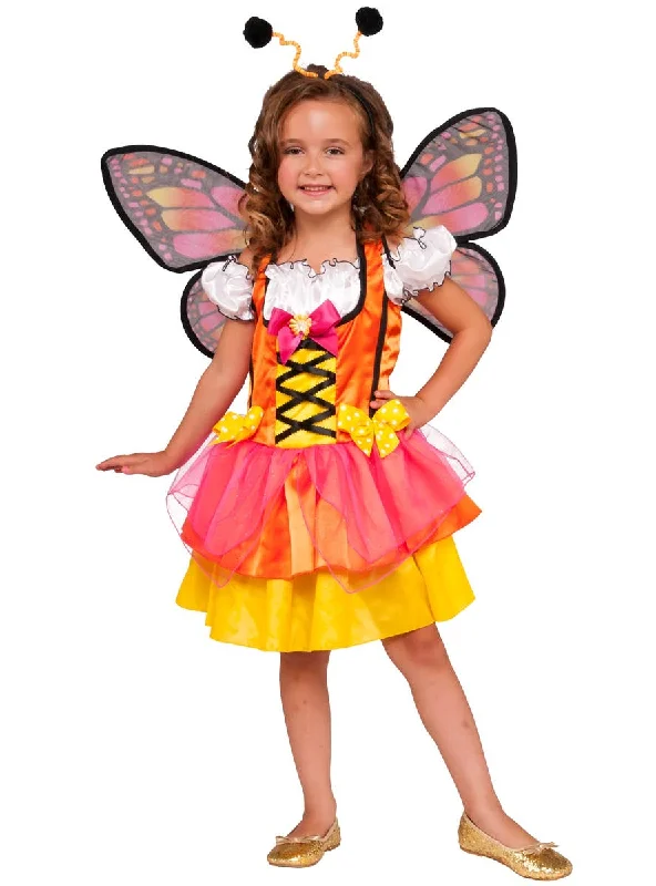 Glittery Orange and Pink Butterfly Girls Costume