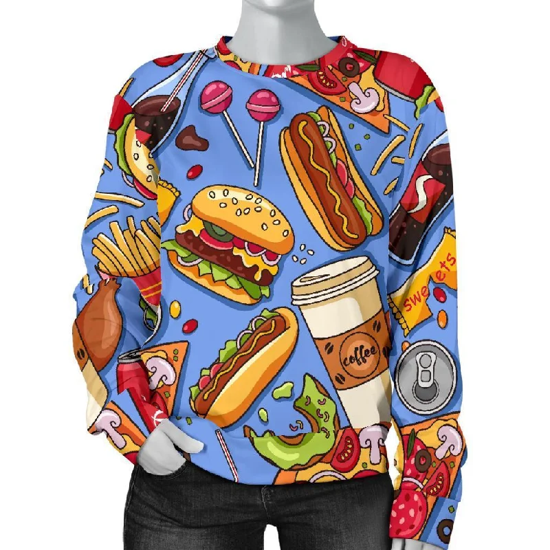 Pattern Print Fastfood Women's Sweatshirt Trendy oversized sweaters