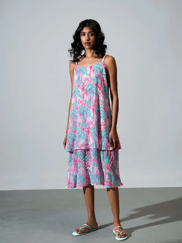 Tie-Dye Viscose Sleeveless Strappy Dress Sequin mini dresses