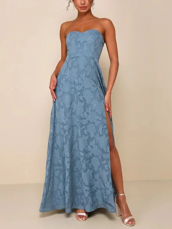 Evening Gown Strapless Slim Graceful Fit Slit Maxi Dress Summer maxi dresses