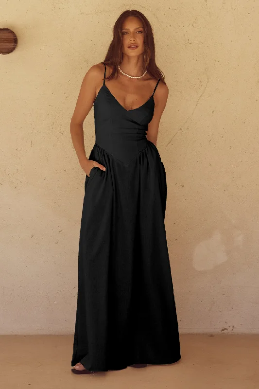 ZEPHY MAXI DRESS  - BLACK Flattering maxi dresses for all body types