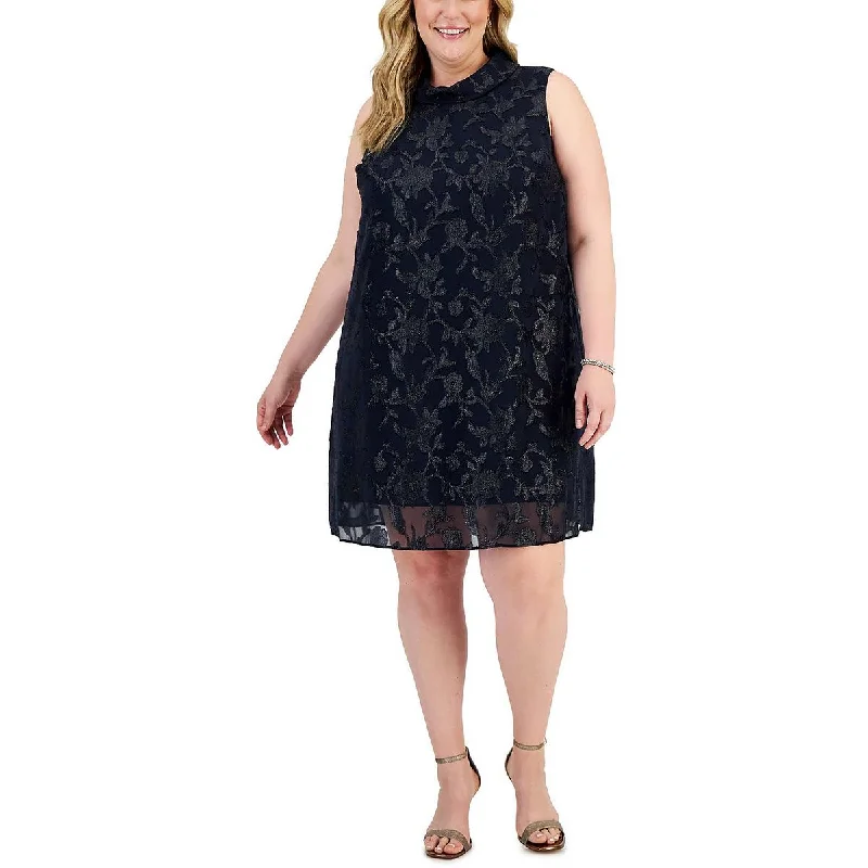 Connected Apparel Womens Plus    Floral Knee Length Shift Dress Comfortable floral dresses for everyday wear