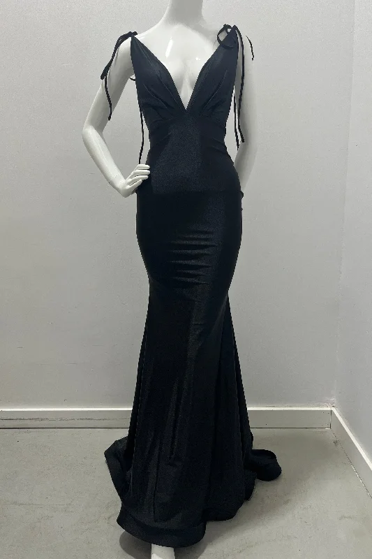 Spaghetti Straps Low Back With Ruching Form Fitting Gown Long sleeve unclassified dresses