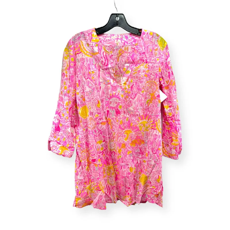 Marco Island Tunic in Pink Pout More Kinis In The Keys Lilly Pulitzer, Size S Ruched unclassified dresses