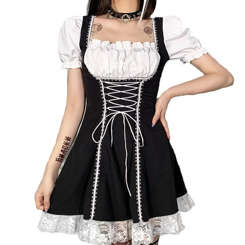 2022 Kawaii Black Cute Lolita Maid Costumes Girls Women Lovely Maid Cosplay Costume Animation Show Japanese Outfit Dress Clothes Wedding guest unclassified dresses