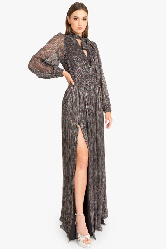 Black Halo Soliana Shimmer Plunging V Neck Gown Party unclassified dresses