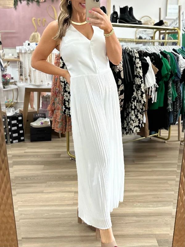 Cream Pleated Jumpsuit Winter unclassified dresses
