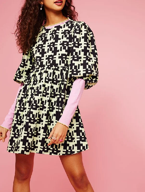 Deconstructed Check Heart Poplin Dress Backless unclassified dresses