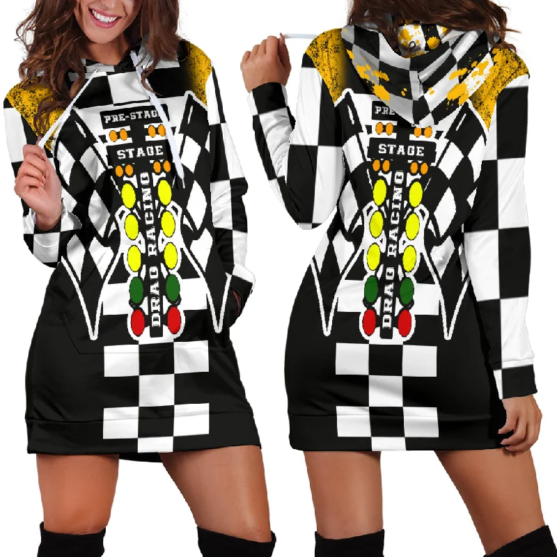 Drag Racing Hoodie Dress Orange Trendy unclassified dresses