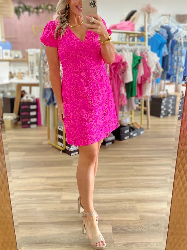 Jade-Fuchsia Crochet Dress Luxury unclassified dresses