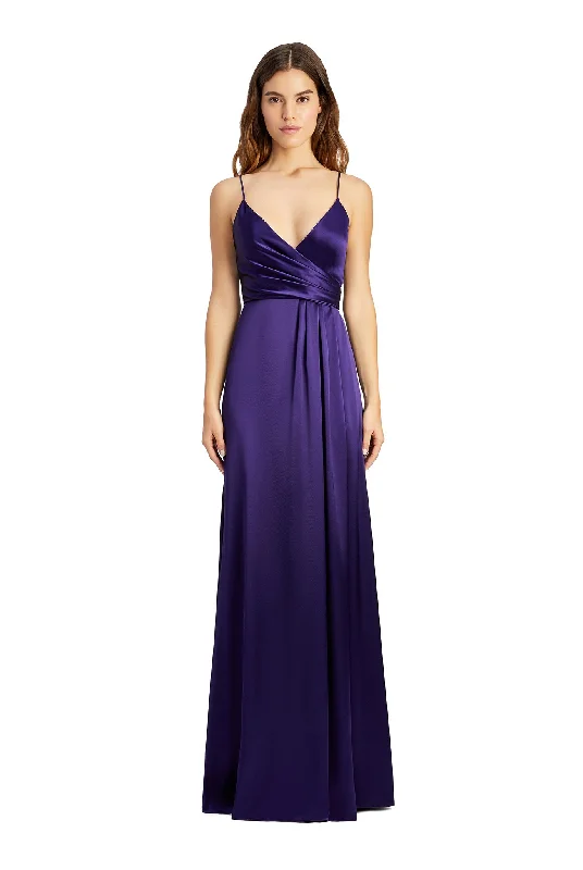 Jill Jill Stuart Thandie Satin V-Neck Side Slit Gown Monochrome unclassified dresses