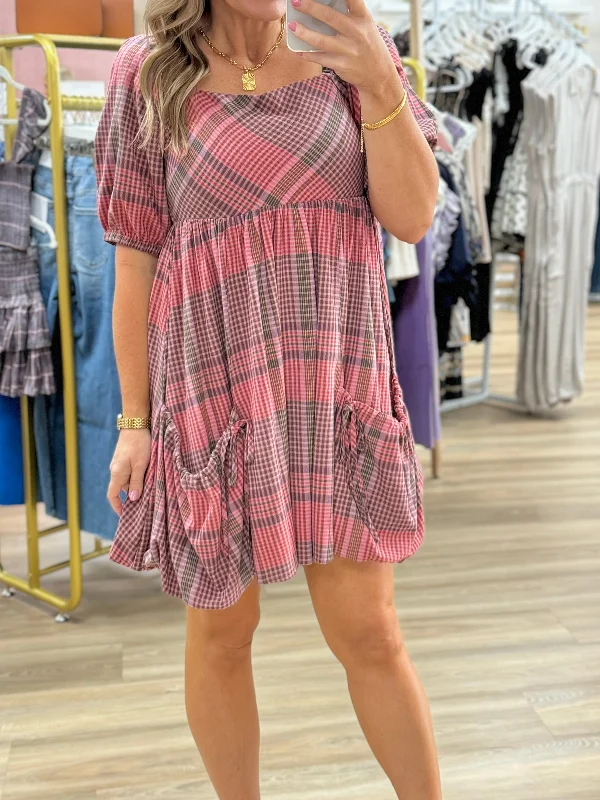 Mauve Plaid Dress Winter unclassified dresses