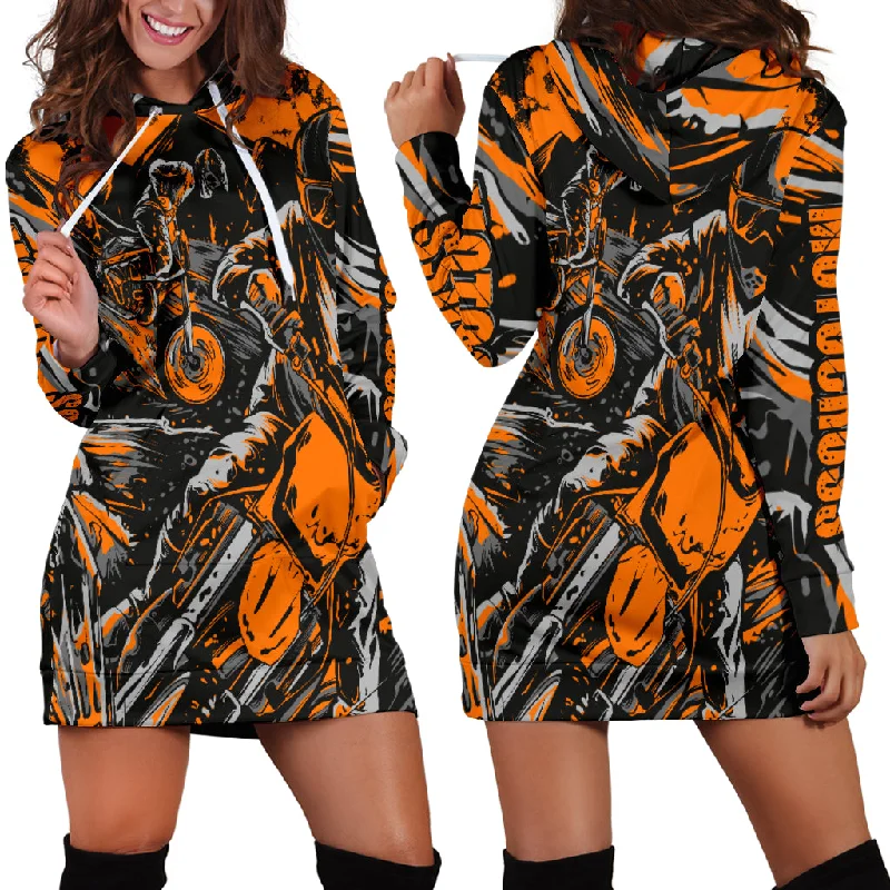 Motocross Hoodie Dress Orange Short unclassified dresses