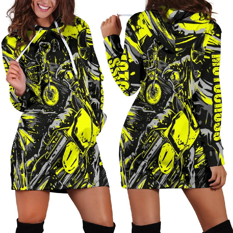 Motocross Hoodie Dress Yellow Stylish unclassified dresses