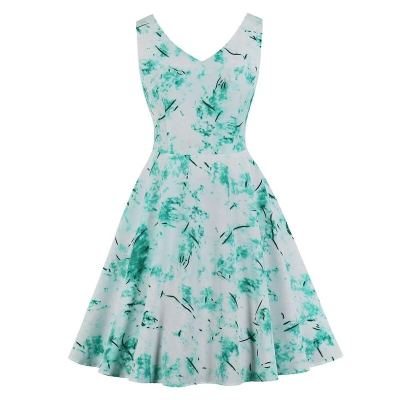 Multicolor Tie Dye V Neck Sleeveless Casual Summer Vintage Clothes Green A Line Dress Striped unclassified dresses Multicolor Tie Dye V Neck Sleeveless Casual Summer Vintage Clothes Green A Line Dress Striped unclassified dresses