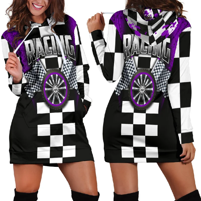 Racing Hoodie Dress Purple Popular unclassified dresses
