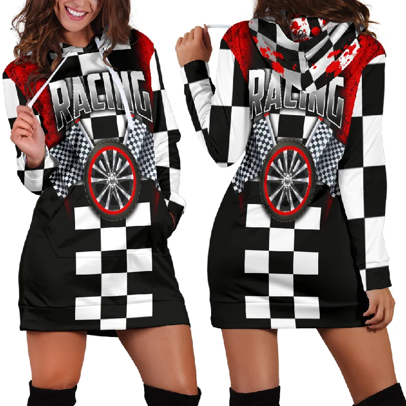 Racing Hoodie Dress Red Lounge unclassified dresses