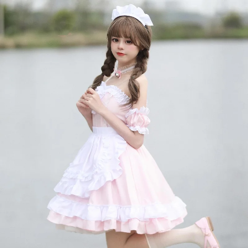 Sweet Strapless Ruffles Maid Lolita Dress Holiday unclassified dresses