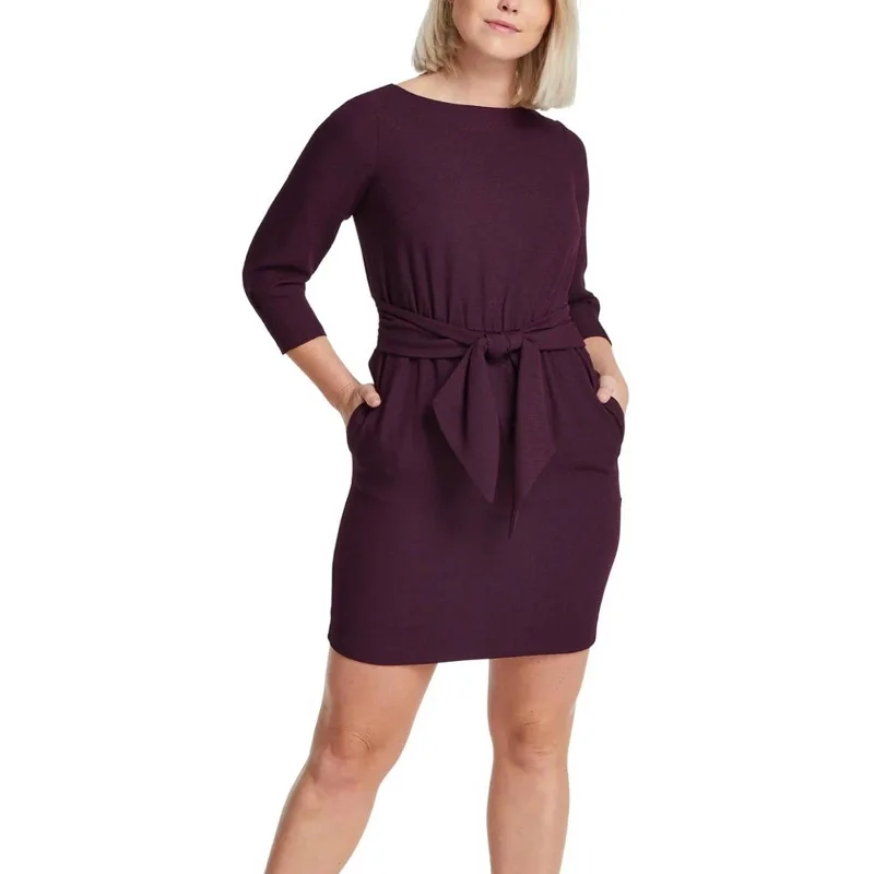 Vince Camuto Deep Plum Purple Tie Front Dress, Elbow Sleeves Petite unclassified dresses Vince Camuto Deep Plum Purple Tie Front Dress, Elbow Sleeves Petite unclassified dresses