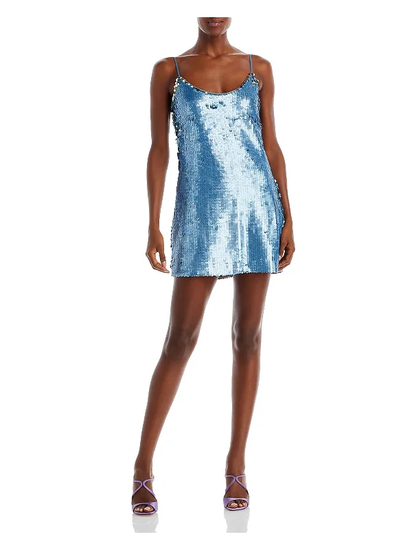 Kiana Womens Pailettes Mini Cocktail And Party Dress Front Pocket Mini Skirt
