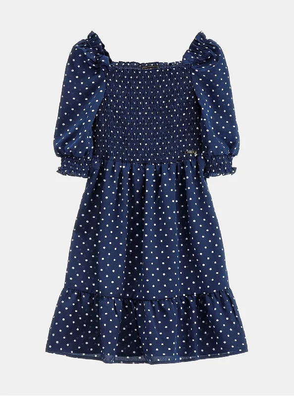 Blue Polka Dot Satin Maxi Dress (7-16) Lace Maxi Skirt