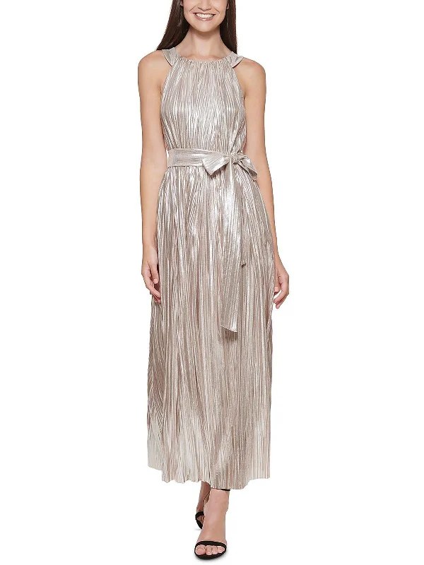 Womens Halter-Neck Midi Cocktail and Party Dress Midi Skirt Outfit